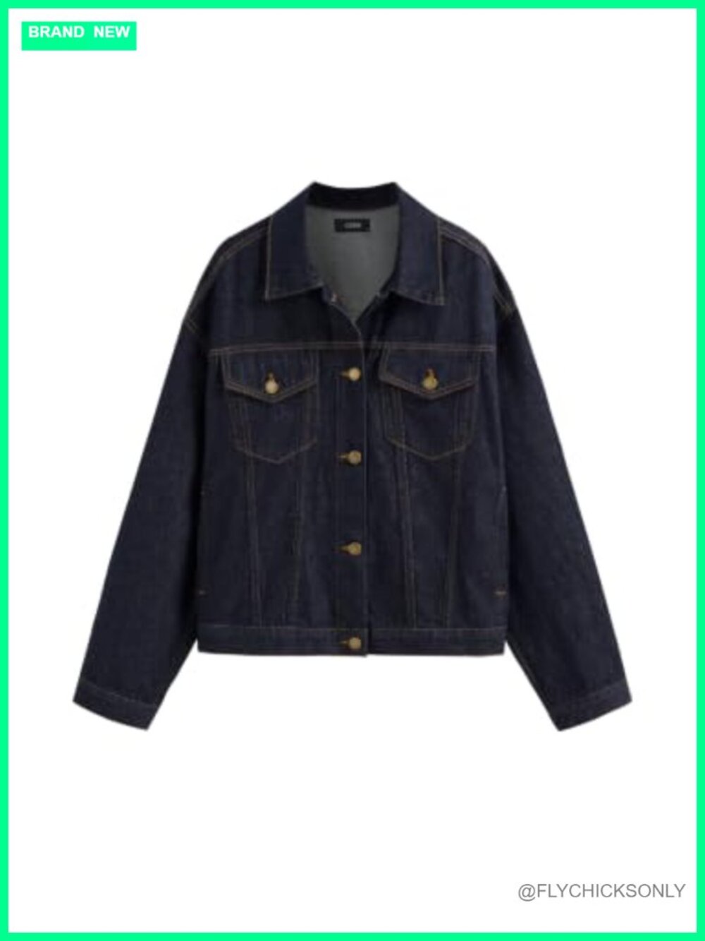 Oversized Denim Jacket Women's Button Front Chest Pockets Loose Fit